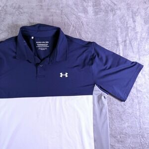 Under Armour Golf Polo Shirt XXL The Performance Polo Blue White Gray